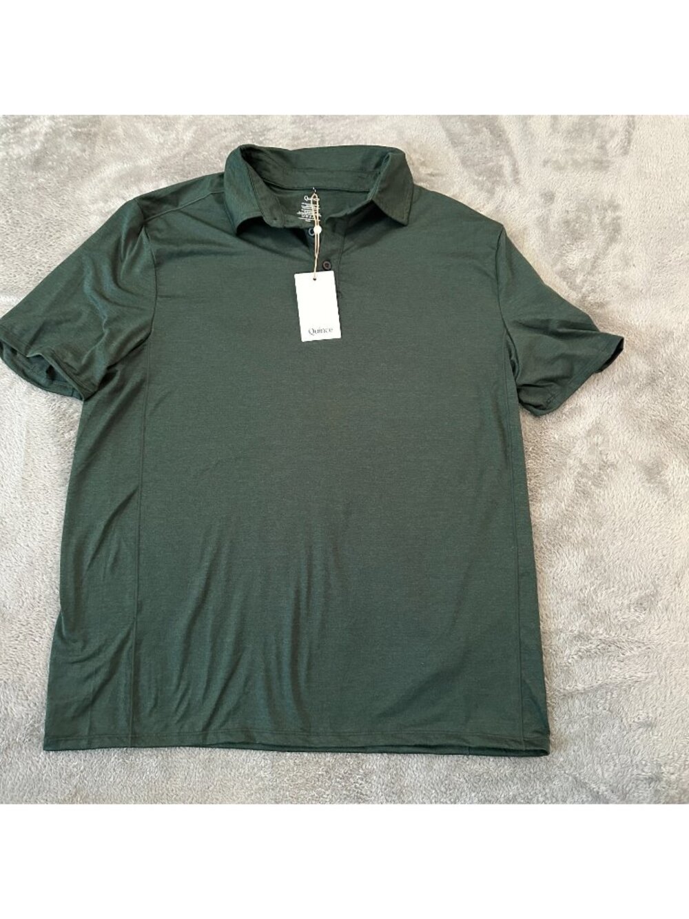 NWT Quince Flow Knit Breeze Performance Polo Shirt Men's LARGE Olive Green